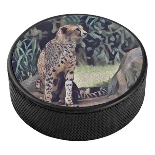 Jaguar In The Forest Oil Paint Hockey Puck