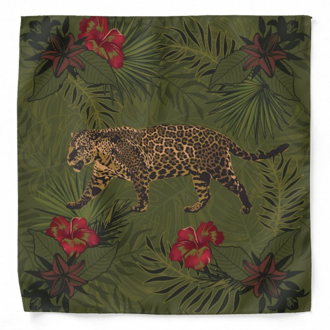 Jaguar In Tropical Jungle   Bandana (Front)