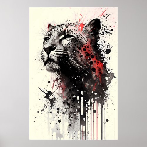 Jaguar Ink Portrait Poster