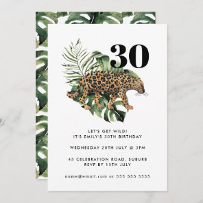 Jaguar Jungle Animal Print Get Wild 30th Birthday Invitation