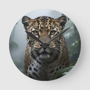 Jaguar Jungle Portrait Round Clock