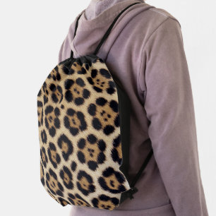 jaguar leopard texture fur skin leather animal pri drawstring bag