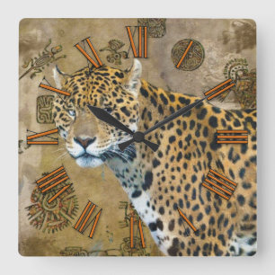 Jaguar & Mayan Temple Ruins Wildlife Wall Clock
