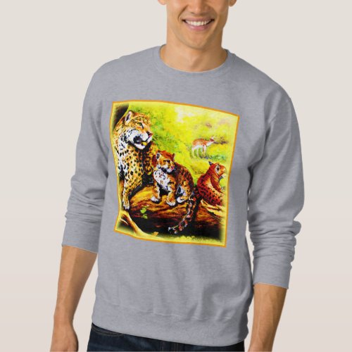 Jaguar Mom and Cubs Relaxing in Jungle Buy Now Sweatshirt