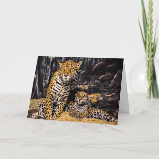 Jaguar Mom & Cub Greeting Card