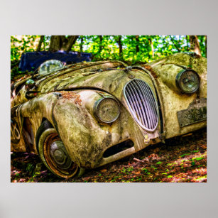Jaguar Old Car Vintage Poster
