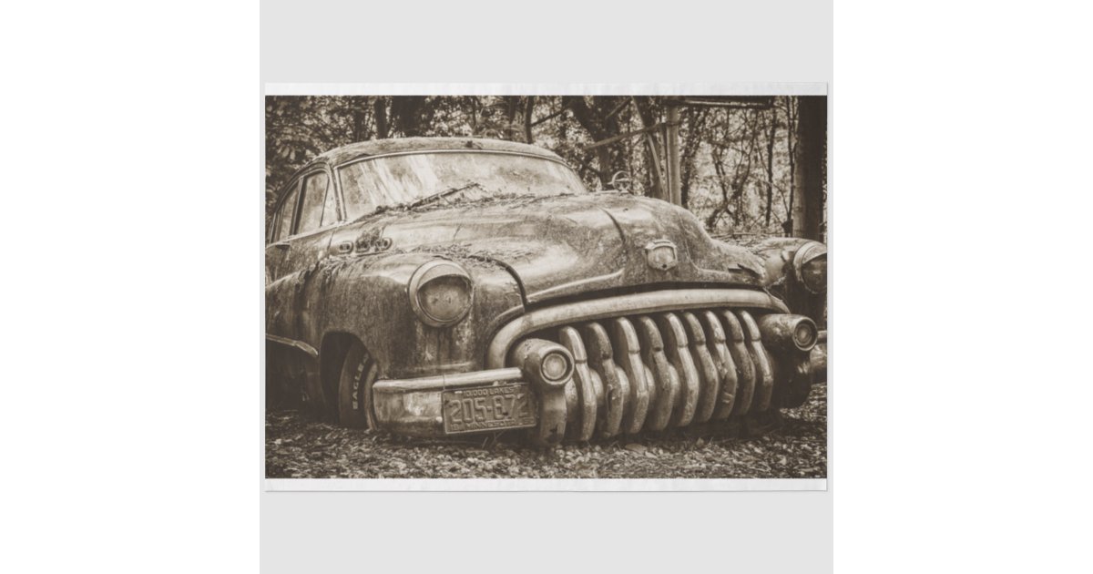 Jaguar Old Car Vintage Sepia 20x30 Decoupage Tissue Paper | Zazzle