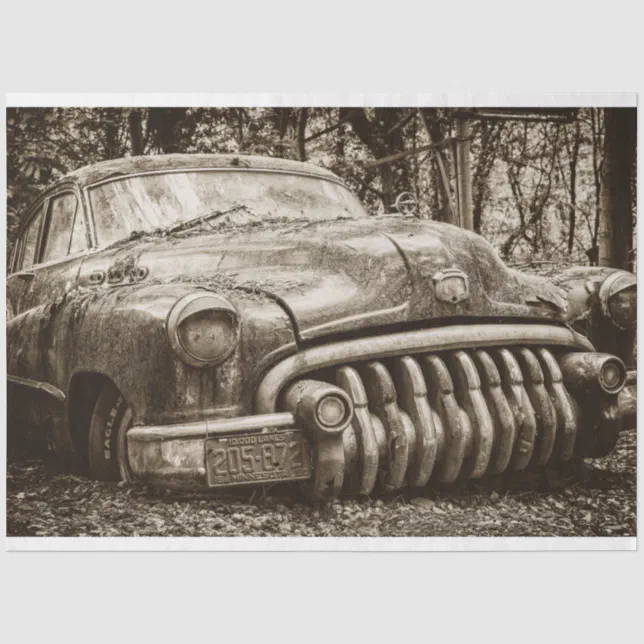 Jaguar Old Car Vintage Sepia 20x30 Decoupage Tissue Paper | Zazzle