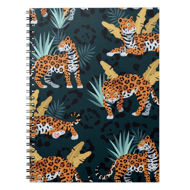 Jaguar Palms Seamless Vintage Pattern Notebook (Front)
