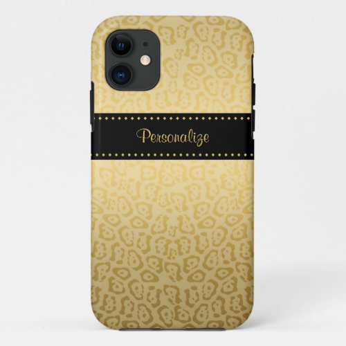 Jaguar Pattern Luxury Black and Gold Animal Print iPhone 11 Case