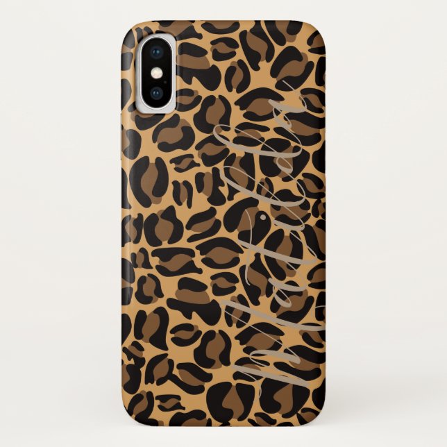 Jaguar Pattern Print Personalized Name Case-Mate iPhone Case (Back)