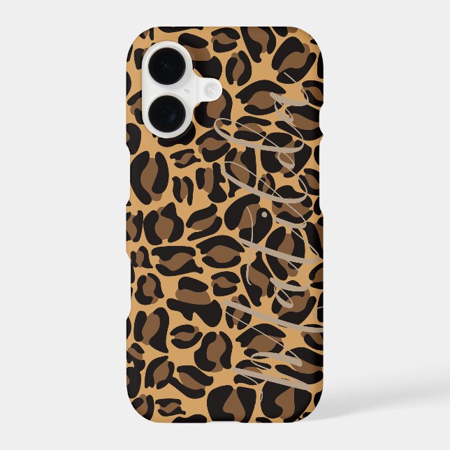 Jaguar Pattern Print Personalized Name Iphone Case (Back)