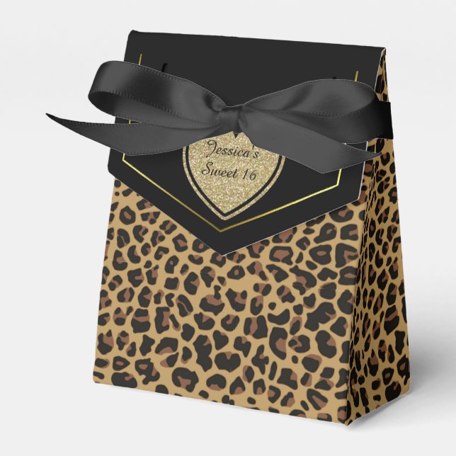Jaguar Pattern Sweet 16 Party Favor Box (Front Side)