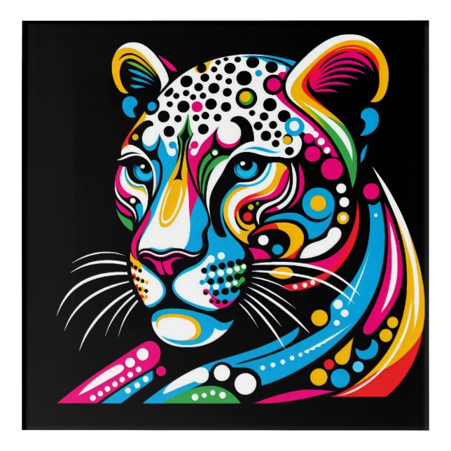 Jaguar Pop Art 12 x 12 Acrylic Wall Art (Front)