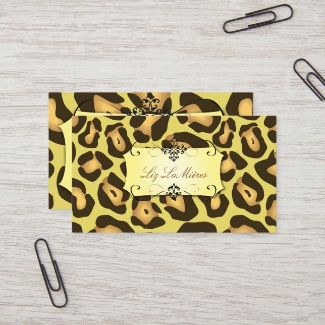Jaguar Print / DIY background color Business Card (Front/Back In Situ)
