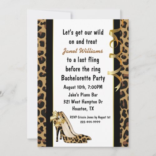 Jaguar Print High Heels Bachelorette Party Invitations