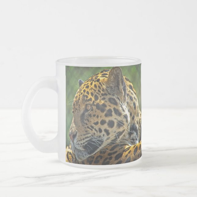 Jaguar Profile  Frosted Glass Coffee Mug (Left)