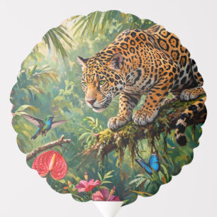 Jaguar Rainforest Hummingbird Butterflies Flowers Balloon