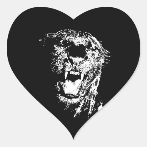 Jaguar Roaring Heart Sticker