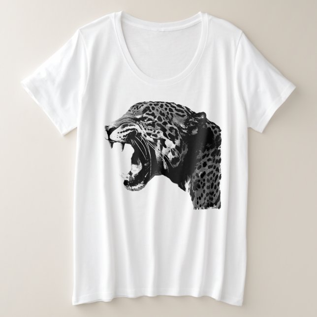 Jaguar Roaring Plus Size T-Shirt (Design Front)