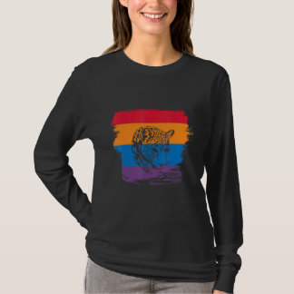 Jaguar Shadow Silhouette With Colorful Flag T-Shirt