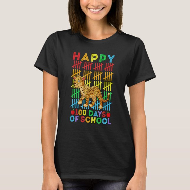 Jaguar  Teacher Student Happy 100 Days of School T-Shirt (Front)