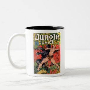 Jaguar - Vintage Jungle Comics - Retro Jungle Two-Tone Coffee Mug