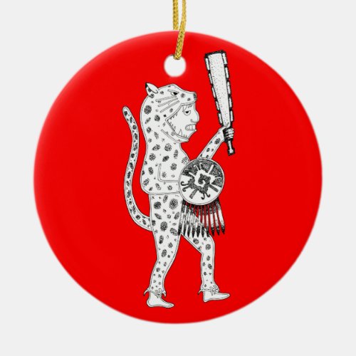 Jaguar Warrior Ornament red and white