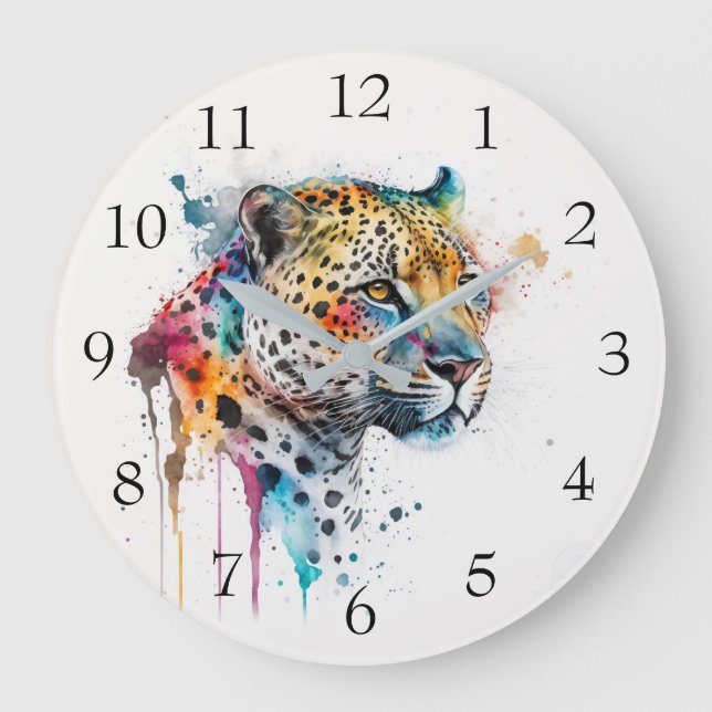 Jaguar Watercolor                                Large Clock (Front)