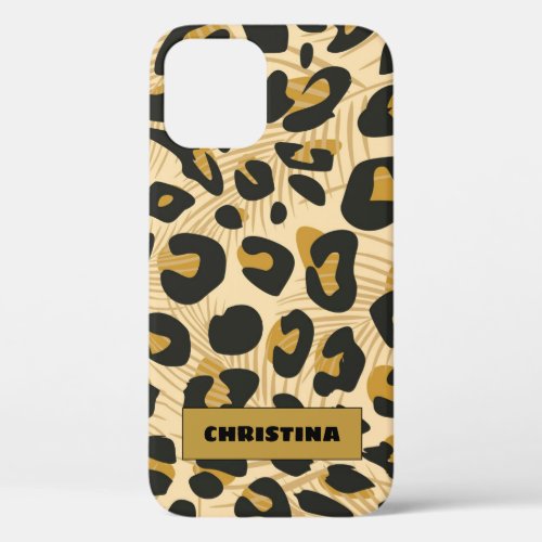 Jaguar Wild Animal Print Personalized Name iPhone 12 Case