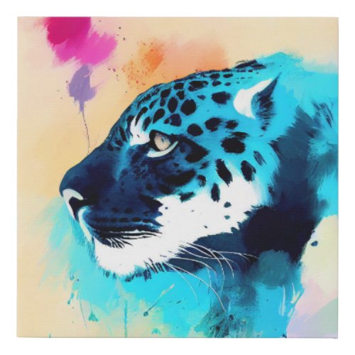 Jaguar Wild Nature Animal Color Art Painting Faux Canvas Print