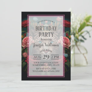 Jaguar with Crown in Flowers Painting Invitation