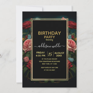 Jaguar with Crown in Flowers Painting Invitation