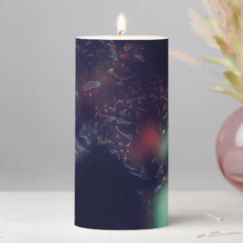 Jaguar with darkened effect and soft colour flares pillar candle