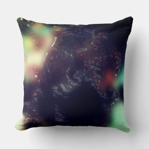 Jaguar with darkened effect and soft colour flares throw pillow