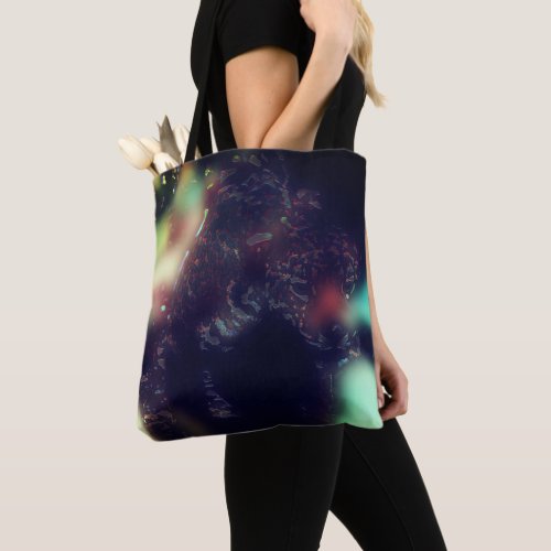 Jaguar with darkened effect and soft colour flares tote bag
