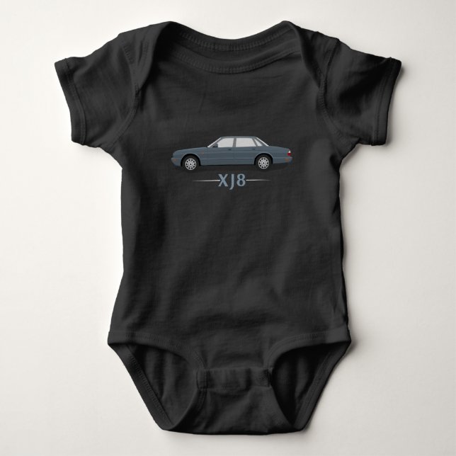 Jaguar XJ8 Luxury Car Gift Gold - Baby Bodysuit (Front)