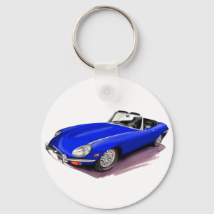 Jaguar XKE Blue Car Keychain