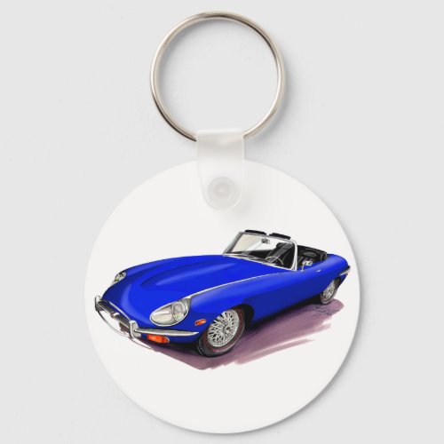 Jaguar XKE Blue Car Keychain