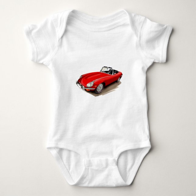 Jaguar XKE Red Car Baby Bodysuit (Front)