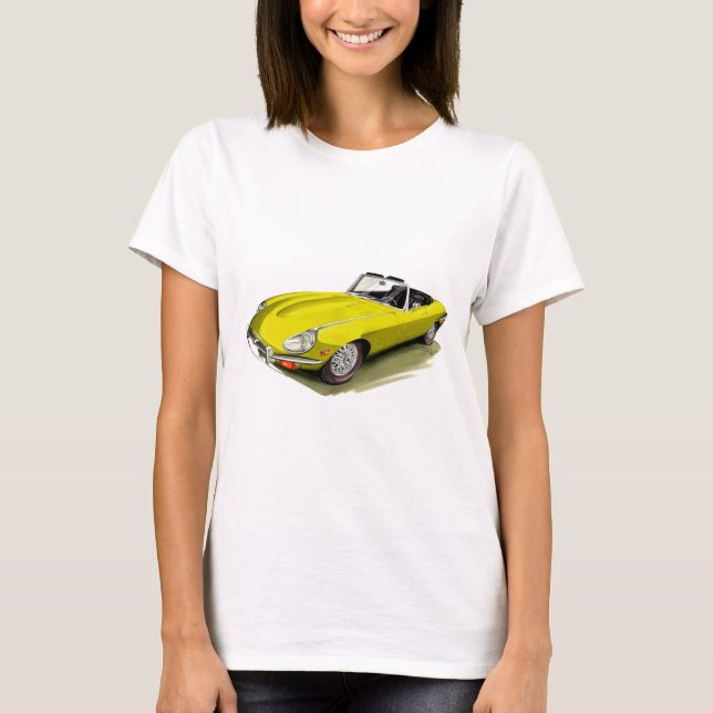 Jaguar XKE Yellow Car T-Shirt (Front)