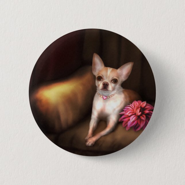 Jaguarwoman's "Chihuahua Portrait I" Button (Front)