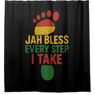 Jah Bless Every Step I take Rasta Shower Curtain