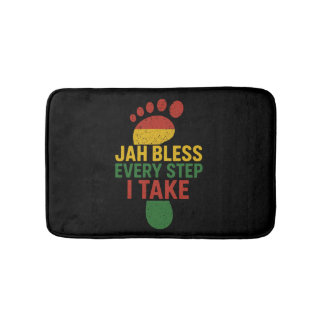 Jah Bless Every Step I take Rastafarian Flag Rasta Bath Mat