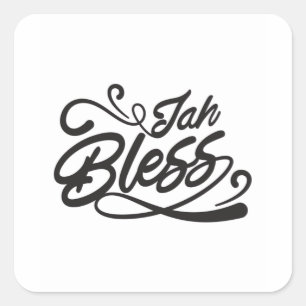 Jah bless lettering square sticker