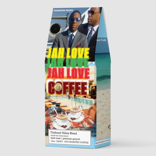 JAH LOVE  Coffee, 12oz Bag, Dark Roast, Flath Roas Roasted Coffee (Front)