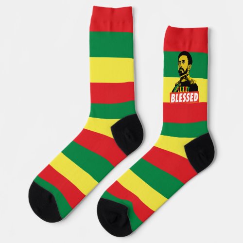 Jah Rastafari Haile Selassie I HIM Jah Bless Socks