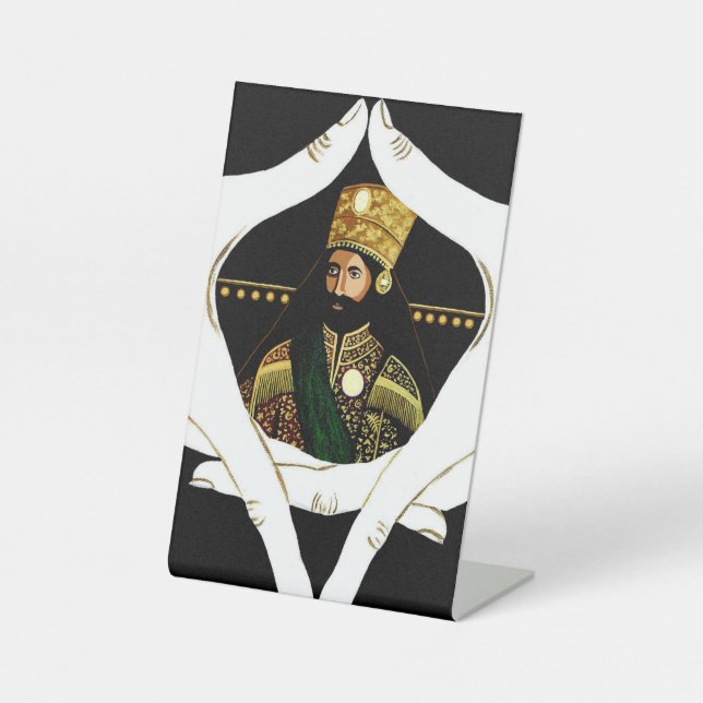 Jah Rastafari Haile Selassie Rasta Livity Roots Pedestal Sign (Front)