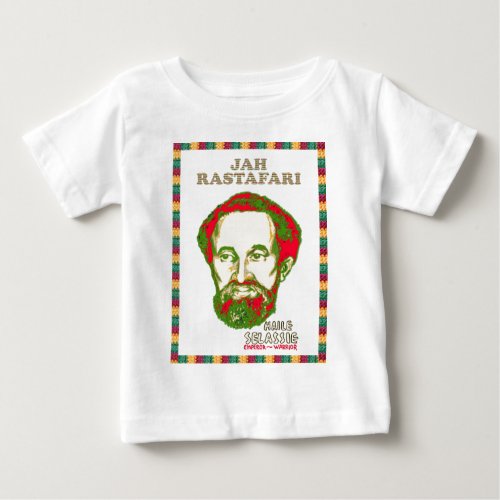 Jah Rastafari Haile Selassie Warrior Emperor Baby T_Shirt