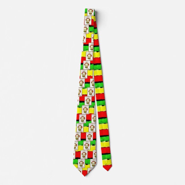 Jah Rastafari Haile Selassie Warrior Emperor  Neck Tie (Front)